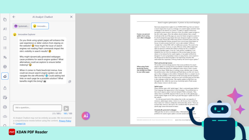 KDAN PDF Reader Analyst Chatbot