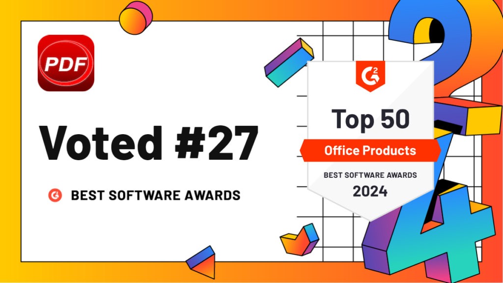 KDAN PDF Reader was honored with Best Office Products and Fastest Implementation awards by G2 for its efficiency in business use in 2024.