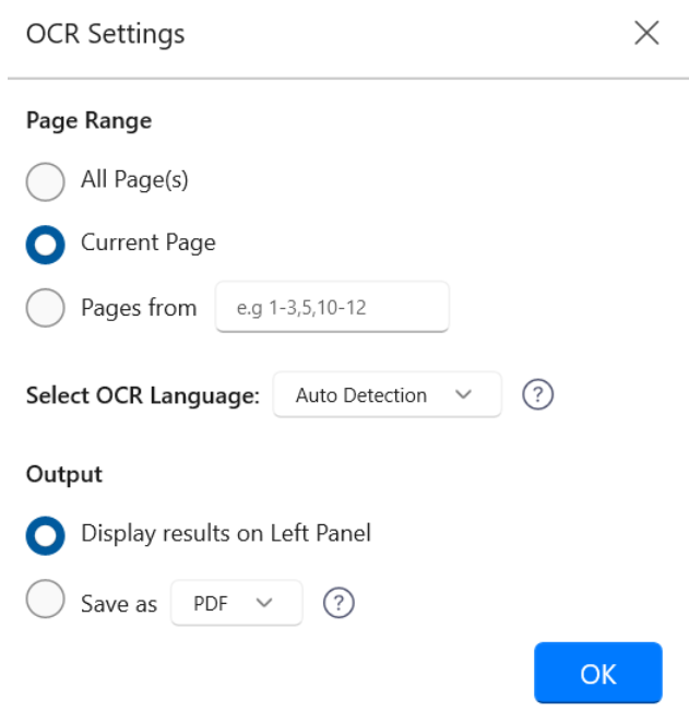 Select the range and the format of the output