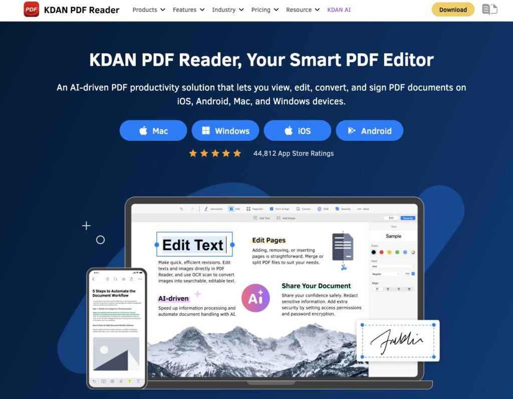 KDAN PDF Reader at a Glance