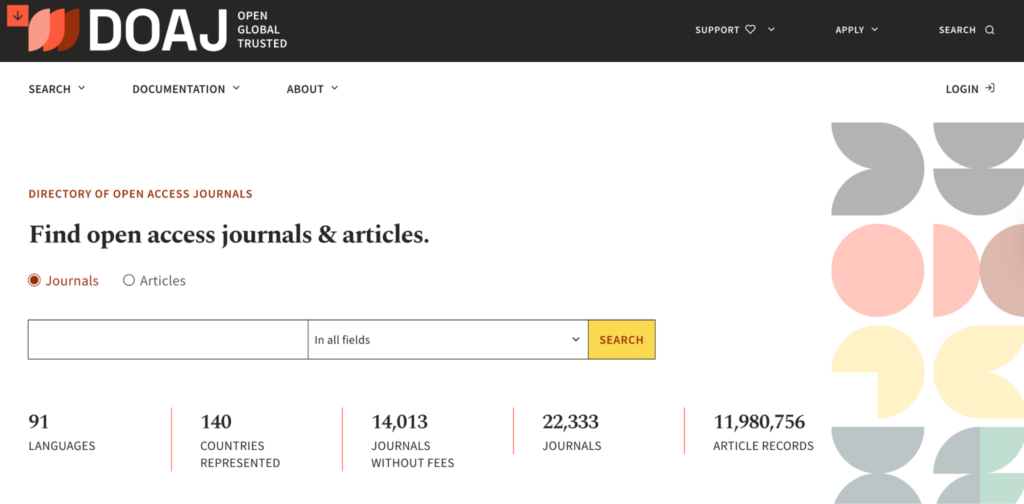 Directory of Open Access Journals (DOAJ) database for high-quality peer-reviewed journals.